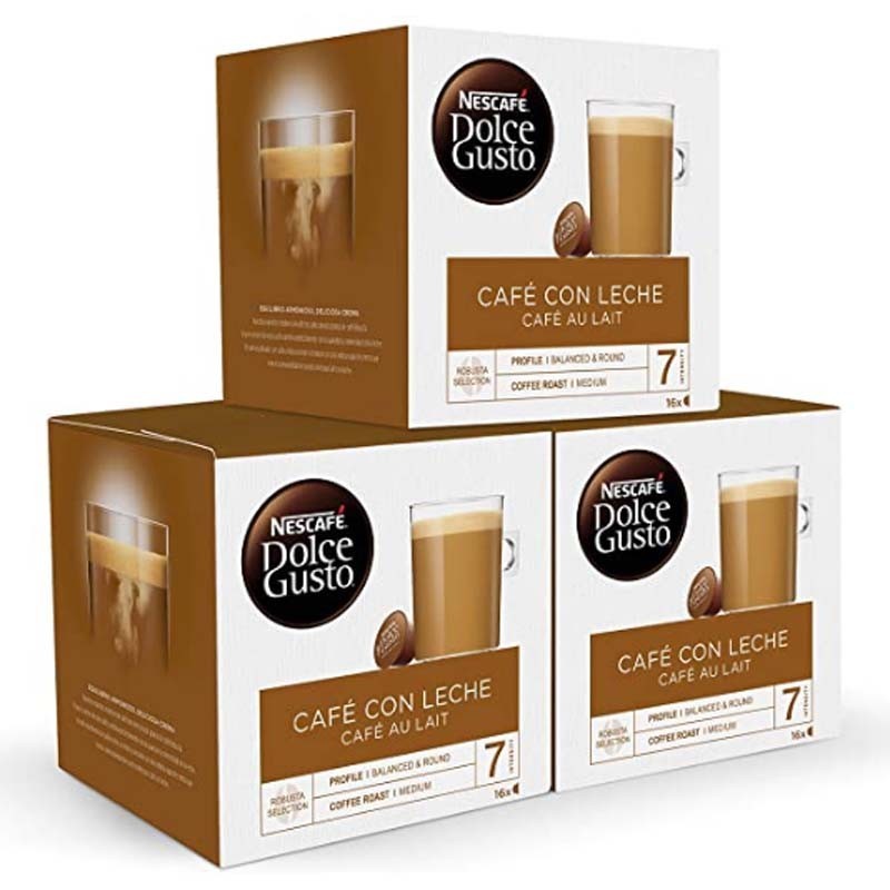 Nescafe Dolce Gusto Cafe con Leche 48 Cápsulas 48 Porciones, Paquete de 3 x  16 CAPS : : Alimentos y Bebidas