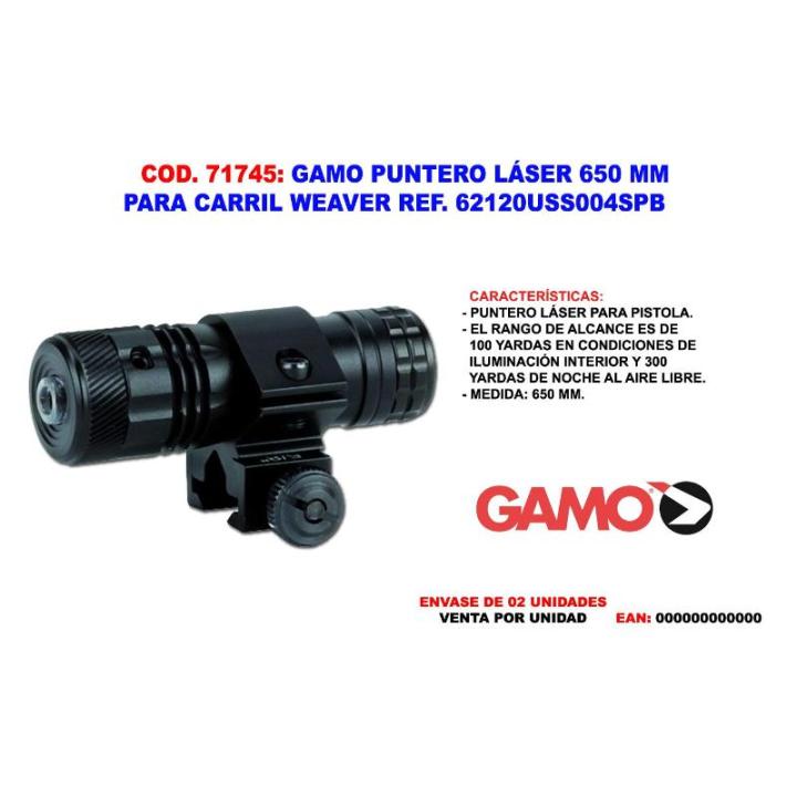 Gamo 62120US004SP-B Puntero Láser (650 Mm) Para Carriola Weaver | Alcance 300 Yardas Noche