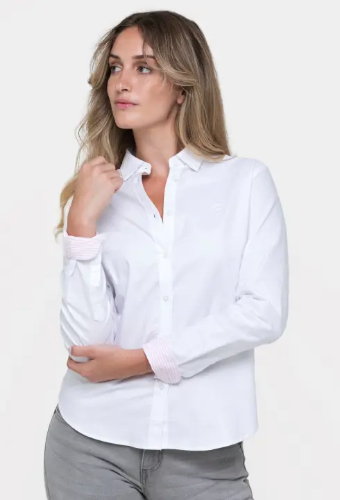 Camisa a rayas clásica color rosa de mujer - Valecuatro