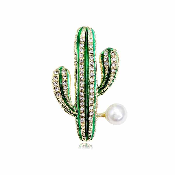 Grande Broche Cactus Argenté - 5,8 Cm - Vintage - Occasion