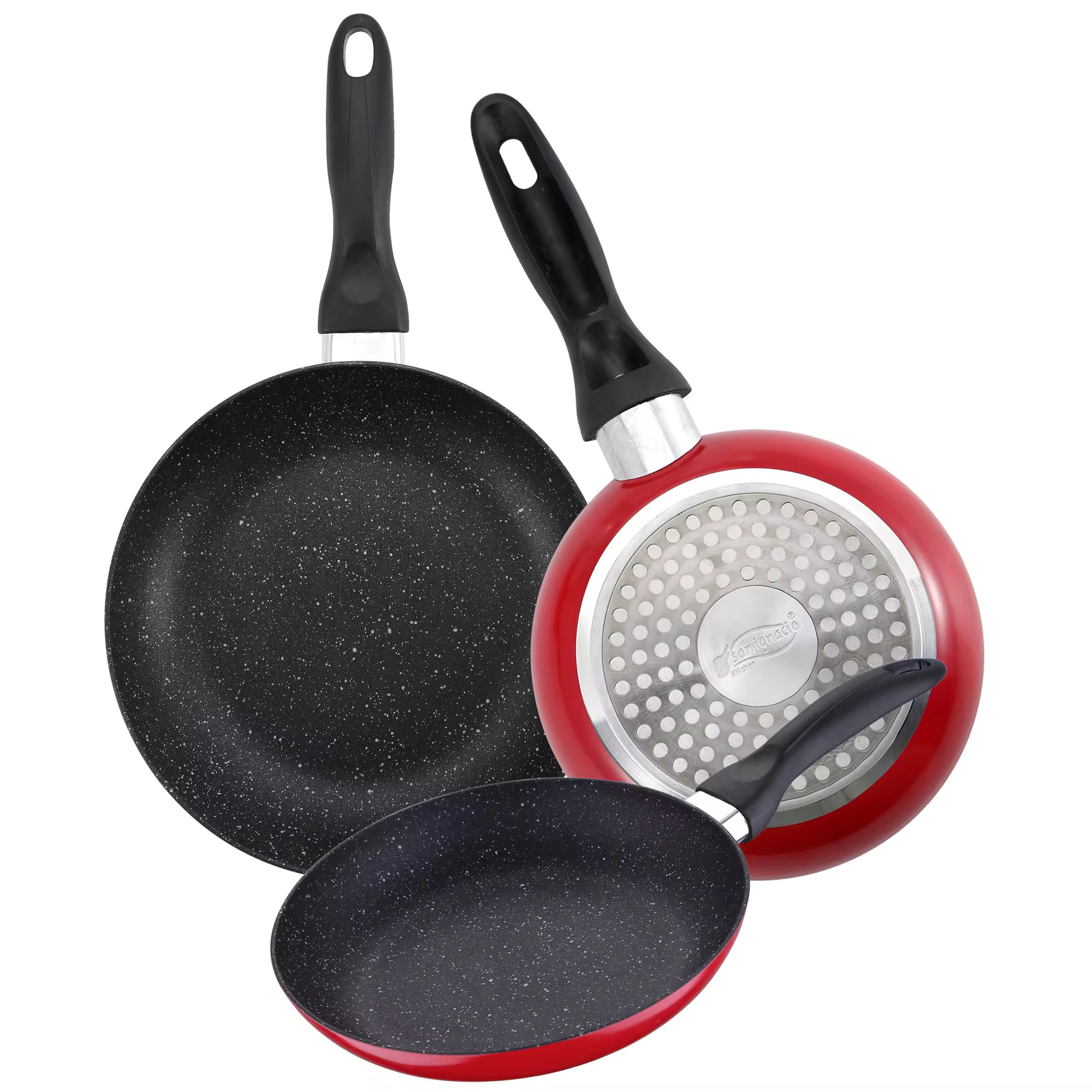 Set de 3 sartenes "SAN IGNACIO" con revestimiento en mármol Ø16 cm Ø20 cm Ø24 cm - 1