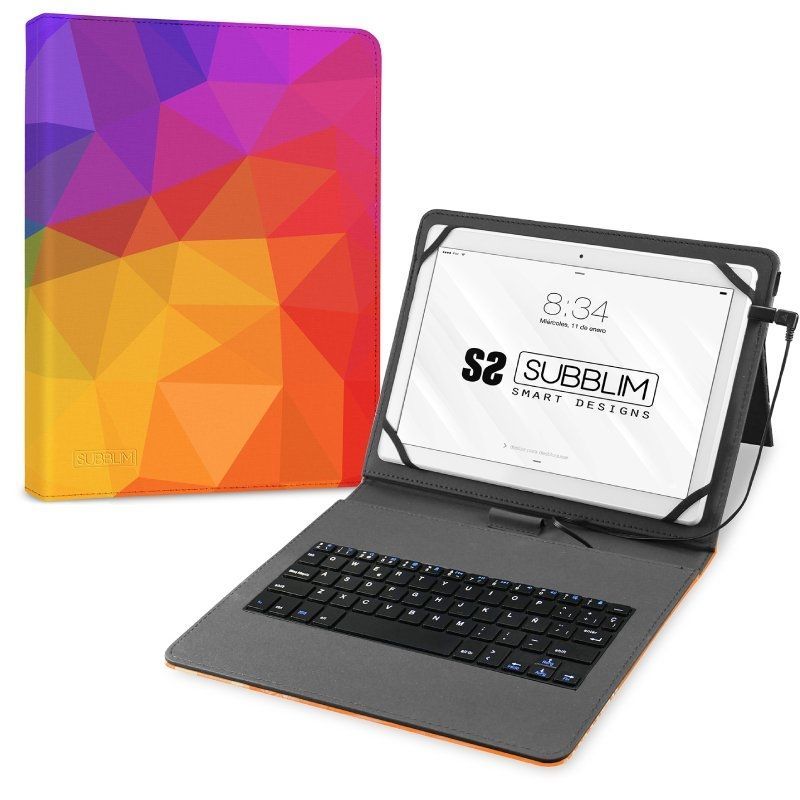 Funda con teclado subblim keytab usb 11' triángulos usb para tablets de