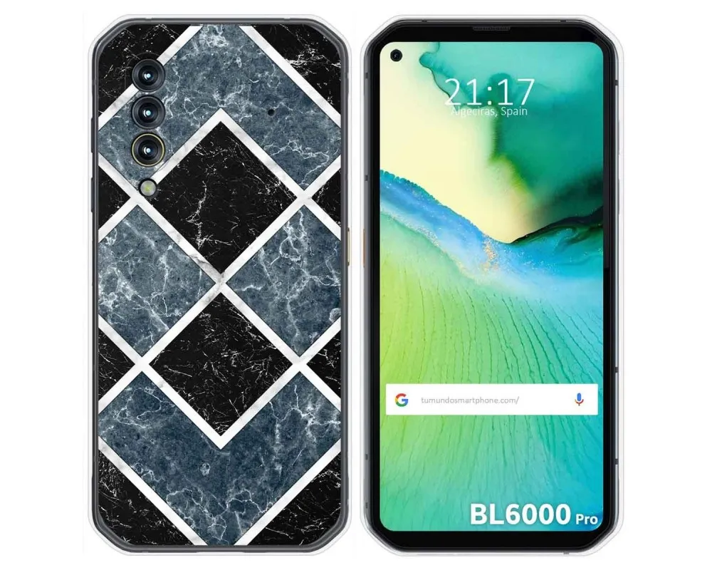 Funda Y 2 Protectores De Vidrio Templado 9H Para Blackview Rock 2 (6.67") – Silicona Suave Con Borde Elevado, Antigolpes Y A Prueba De Caídas (Patrón Piedra)