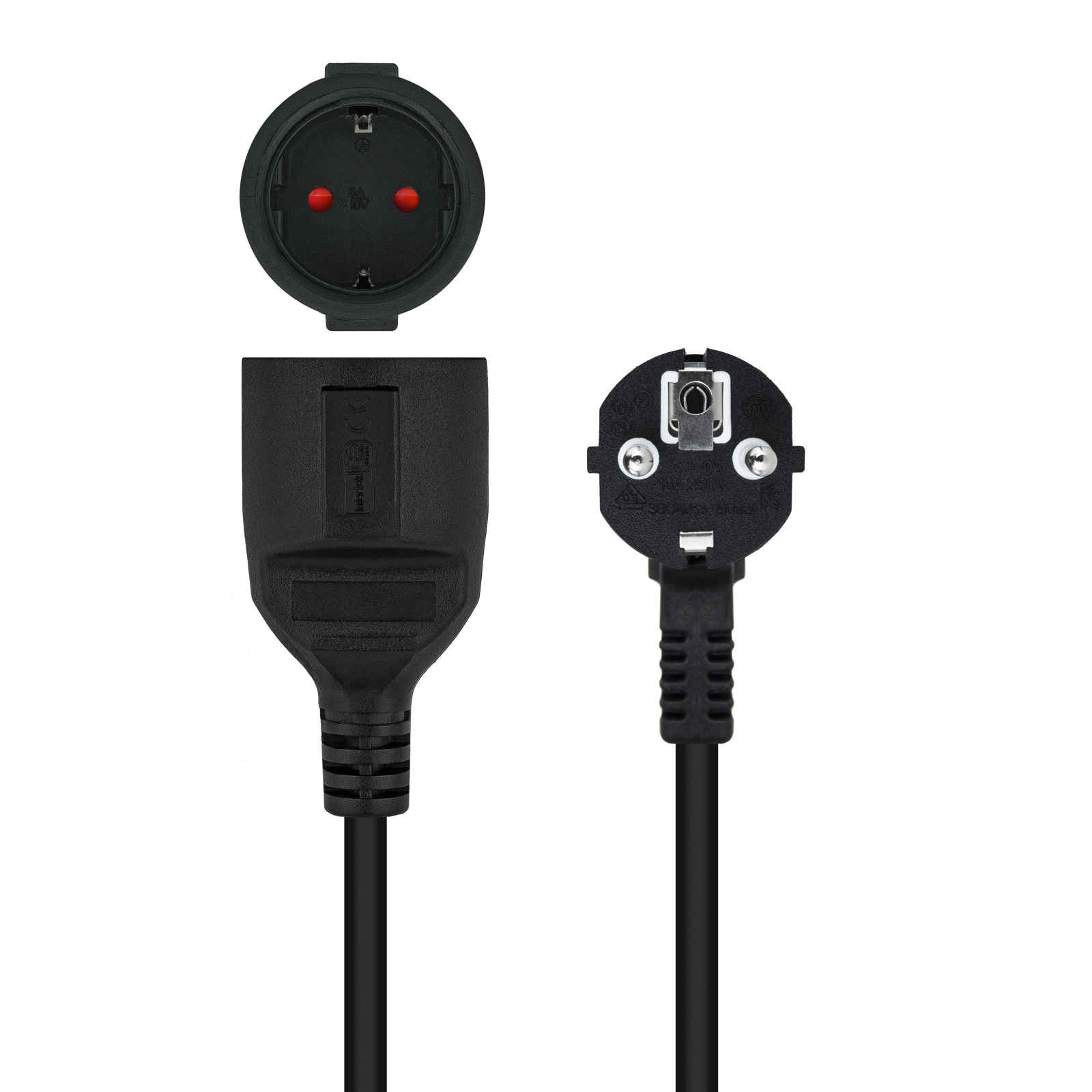 Câble D'alimentation CEE7/7 Vers C15 - 2 Mètres, Bleu - Pour Switch Réseau, Serveurs, Appareils Chauds - 230V/10A