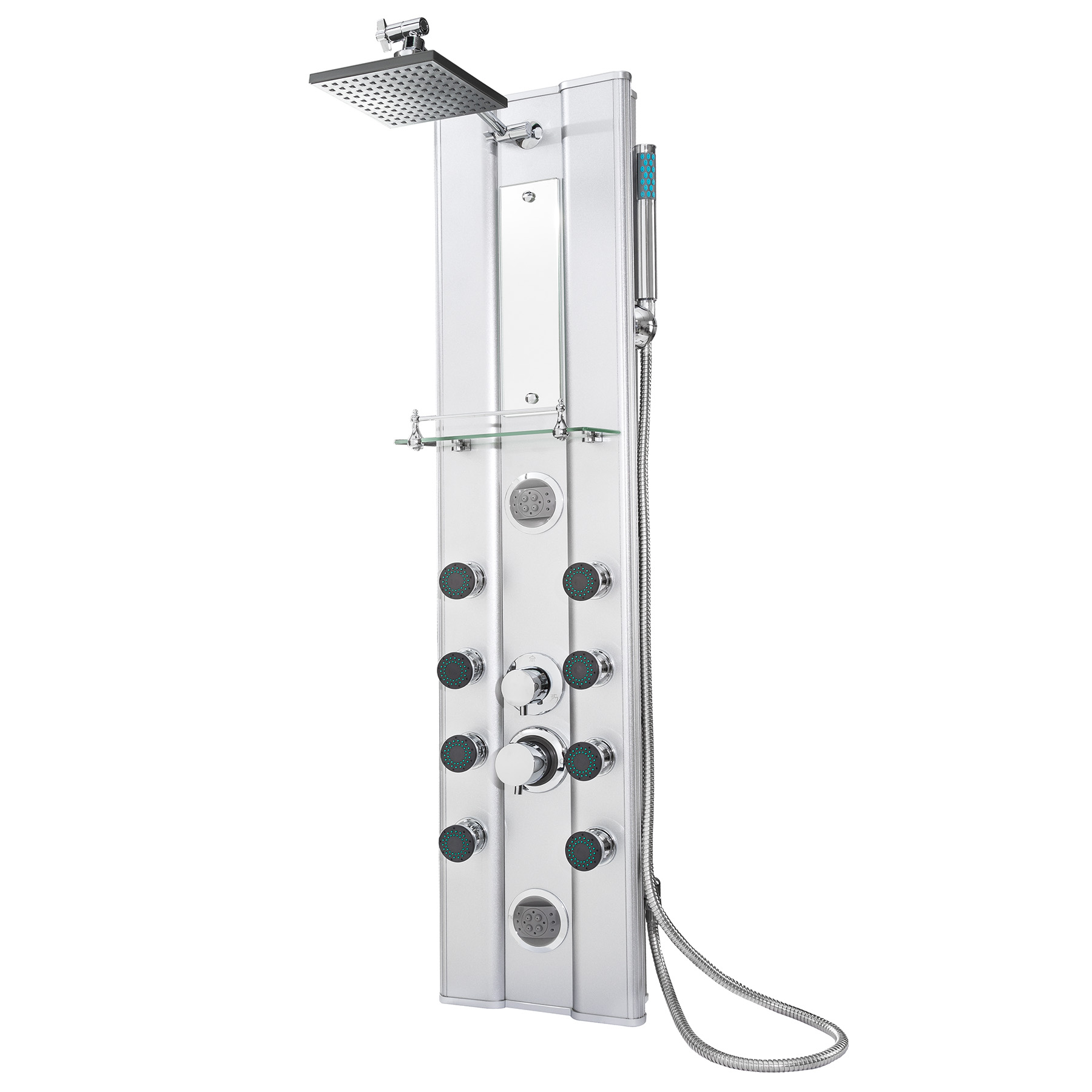 AICA Columna de Ducha Termostática con mezclador de sistema termostato,  Conjunto columna ducha con rociador superior