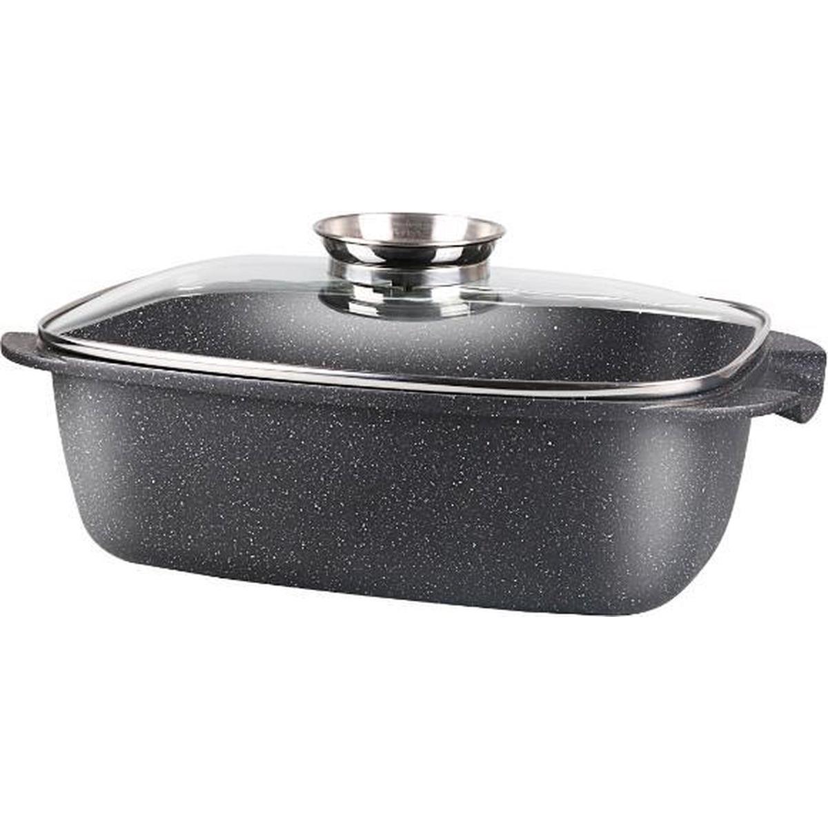 Grill roaster antiadherente a la piedra 35cm Todo tipo de cocina - OLLA - ROJO GRANITO - NEGRO GRANITO - ROYAL SWISS - 35 X 11 XM - 7.8 L