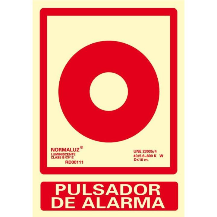 Normaluz RD00112 - Señal Luminiscente Hidrante Clase B PVC 0,7mm 21x30cm con CTE, RIPCI y Apto para la Nueva Legislación
