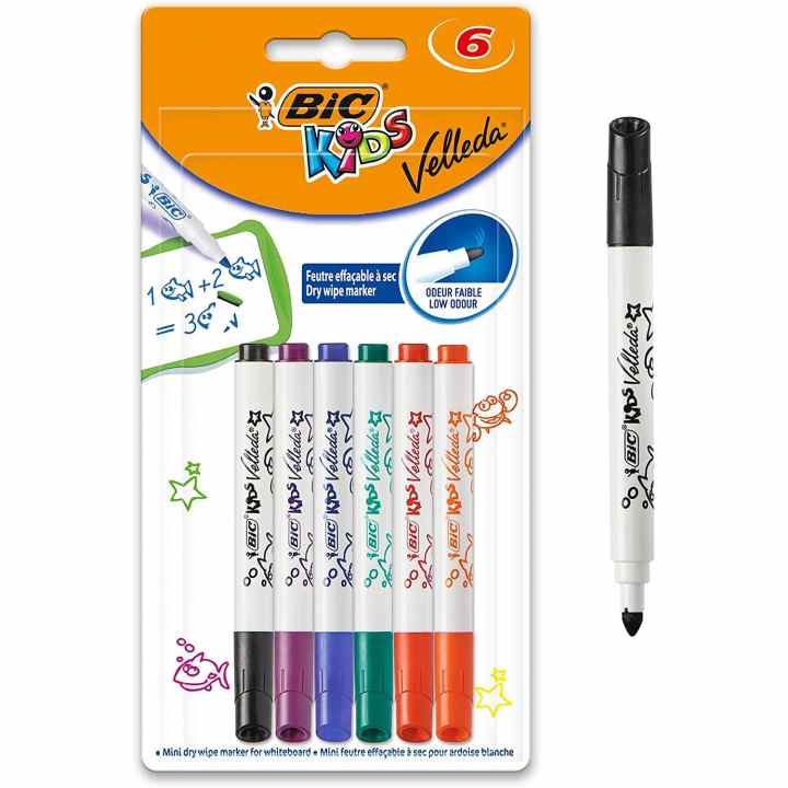 Bic Velleda Tank Pack de 4 Rotuladores para Pizarra - Trazo 2.3mm - Punta  Ojival - Tinta con Base de Alcohol - Borrado Optimo ..