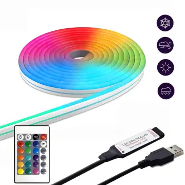 Tira de luces LED para decoración del hogar, cinta Multicolor de 2M, 60 LED,  para escritorio de ordenador, bricolaje, retroiluminación, Control remoto  de 24 teclas, RGB