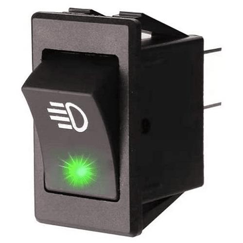 AUTOZOCO Interruttore A Bilanciere ON-OFF DPST 4 Vie - 20A 250V Con LED Verde - Impermeabile IP67 Per Auto, Moto, Barca, Macchinari - KCD3 - 5