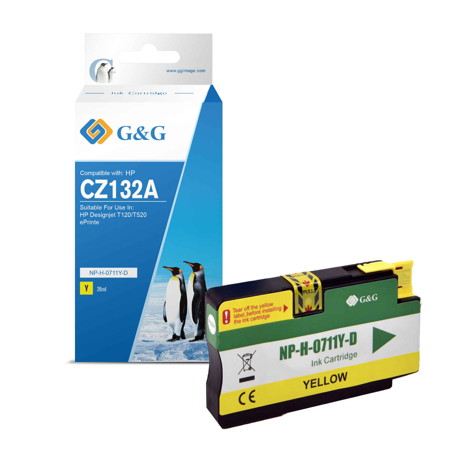Compatible g&g hp 711 amarillo cartucho de tinta cz132a | Miravia