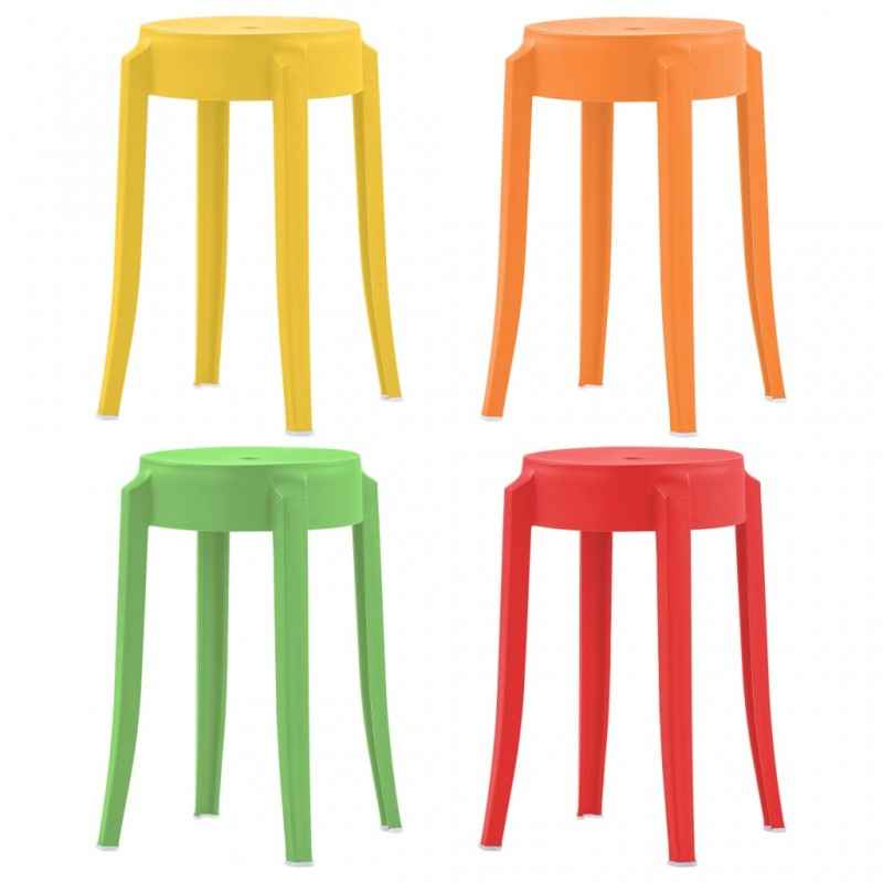Juego De 6 Taburetes Apilables Color Amarillo Para Oficina | Meses Sin