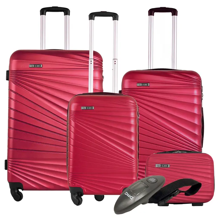juego de maletas, 4 piezas: 3 maletas y un neceser, plástico ABS