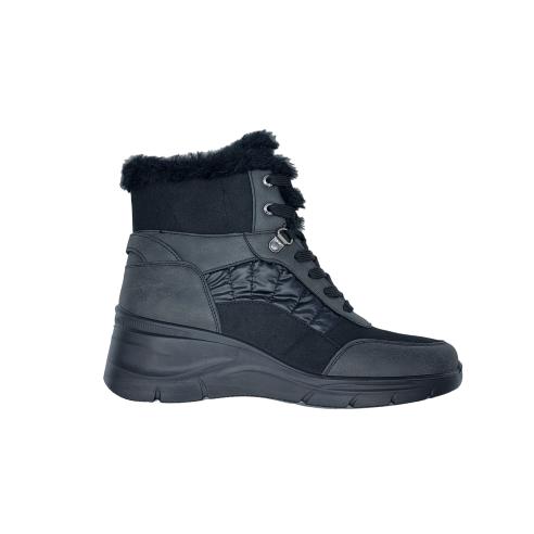 Davinia Zapatos De CuÃ±a Negro Zapatillas De Piel Con Cremallera