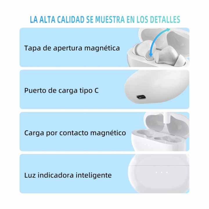 Auriculares inalámbricos Bluetooth 5.3 In-Ear con 4 micrófonos, cancelación  de Ruido ENC, estéreo Hi-Fi, reproducción de 30 Horas,Resistente al Agua  IPX6 USB-C para iPhone Xiaomi Samsung Huawei : : Electrónica