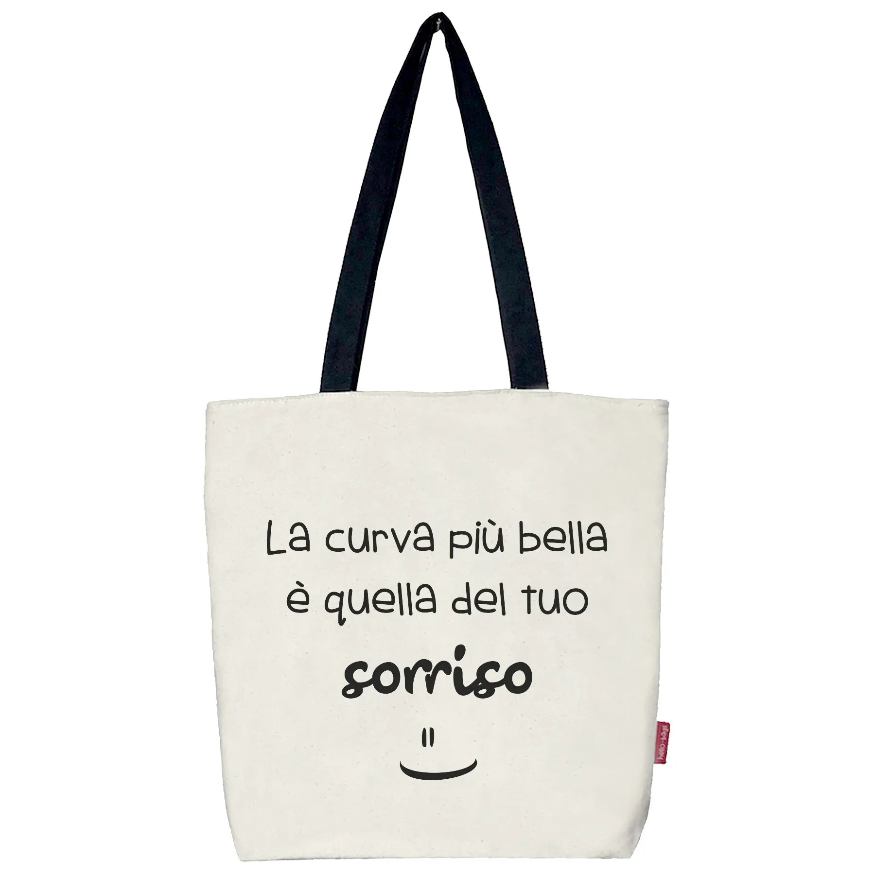 Hello-bags Borsa Tote In Cotone Con Cerniera E Fodera 37x38 Cm | Modello IAMPETALS Nero