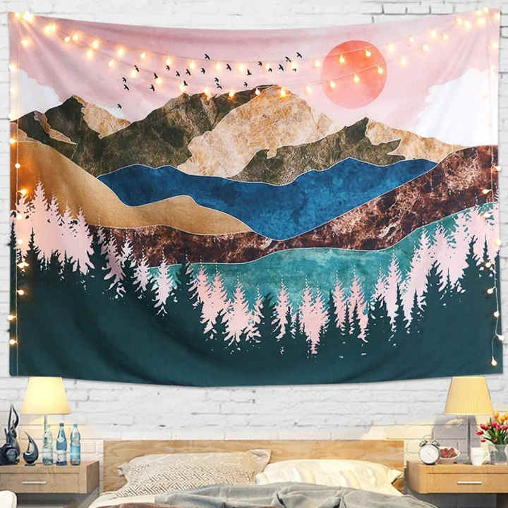 Tapiz De Pared Vista Al Lago 130x150 Cm - Decoración 3D Para Dormitorio Y Sala De Estar