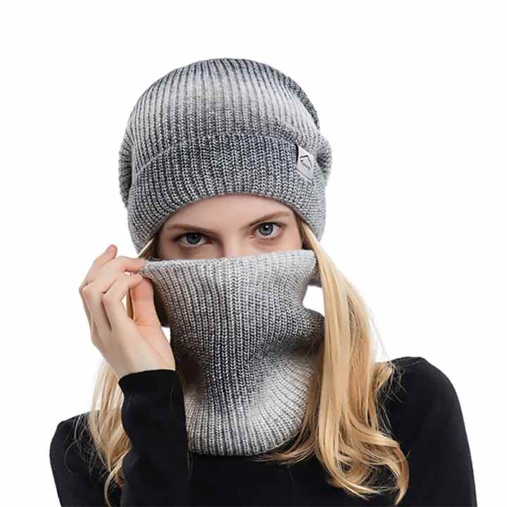 Bufanda De Lazo Chloe SABBOT Para Mujer – Cuello De Punto Forro Polar, Color Azul Claro/gris (Invierno Cálido Y Vegano)