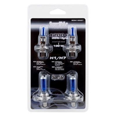 Ampoules H7 Superlite Blanc 6000K - Kit 2 Unités + 2 T10 - Lumière Type Xenon