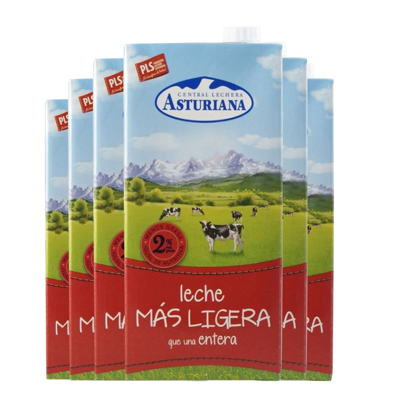Comprar Leche Semidesnatada Sin Lactosa 6 unidades de 1L Central lechera  Asturiana