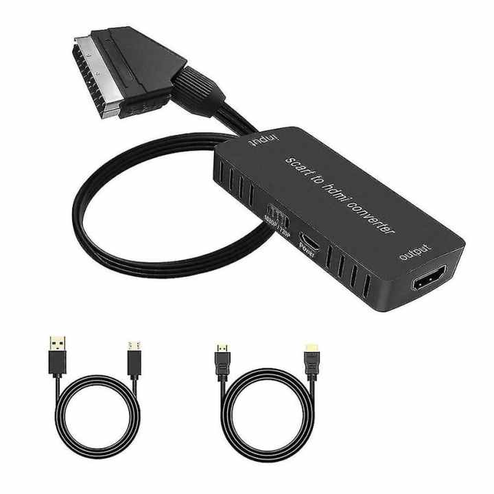  Scart to HDMI Converter with HDMI and Scart Cables, SUNNATCH Scart  HDMI Adapter, Scart In HDMI Out Converter Supports Full HD 720P/ 1080P  Output Switch for DVD/ N64/ Wii/ PS2/ XBOX 