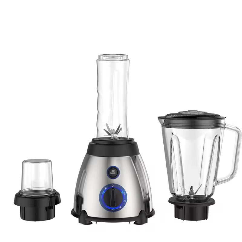 3 EN 1 - BATIDORA - MOLINILLO - LICUADORA - BOTELLA DEPORTIVA - MEZCLADORA DE ALIMENTOS - EISENBACH - INCLUYE PIEZAS - 800W - SMOOTHIE- PICA HIELO - MUELE CAFE - 5 VELOCIDADES - VASO CRISTAL 1.5 L - VASO PORTATIL 0.6L - 6 CUCHILLAS