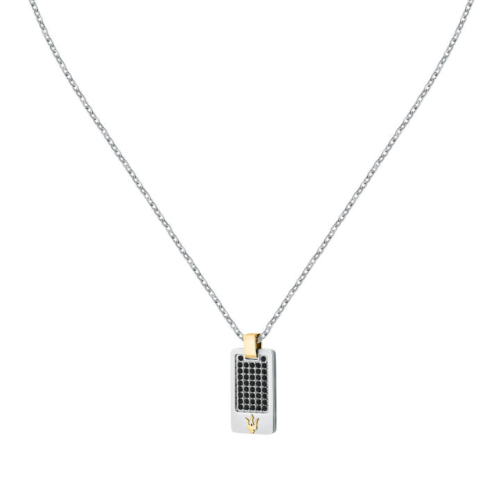 Collier Maserati Pour Homme - Acier PVD Noir, Longueur 45+5 Cm, Fermoir Mousqueton - Collection Iconic