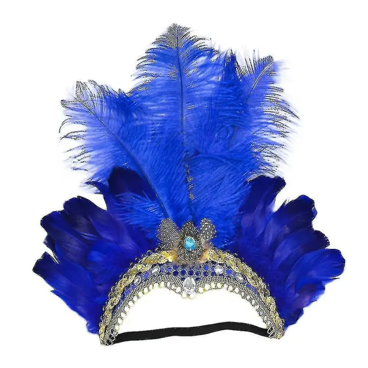 Women Sequins Rhinestone Feather Headband Show Halloween Dancing Party  Headpiece