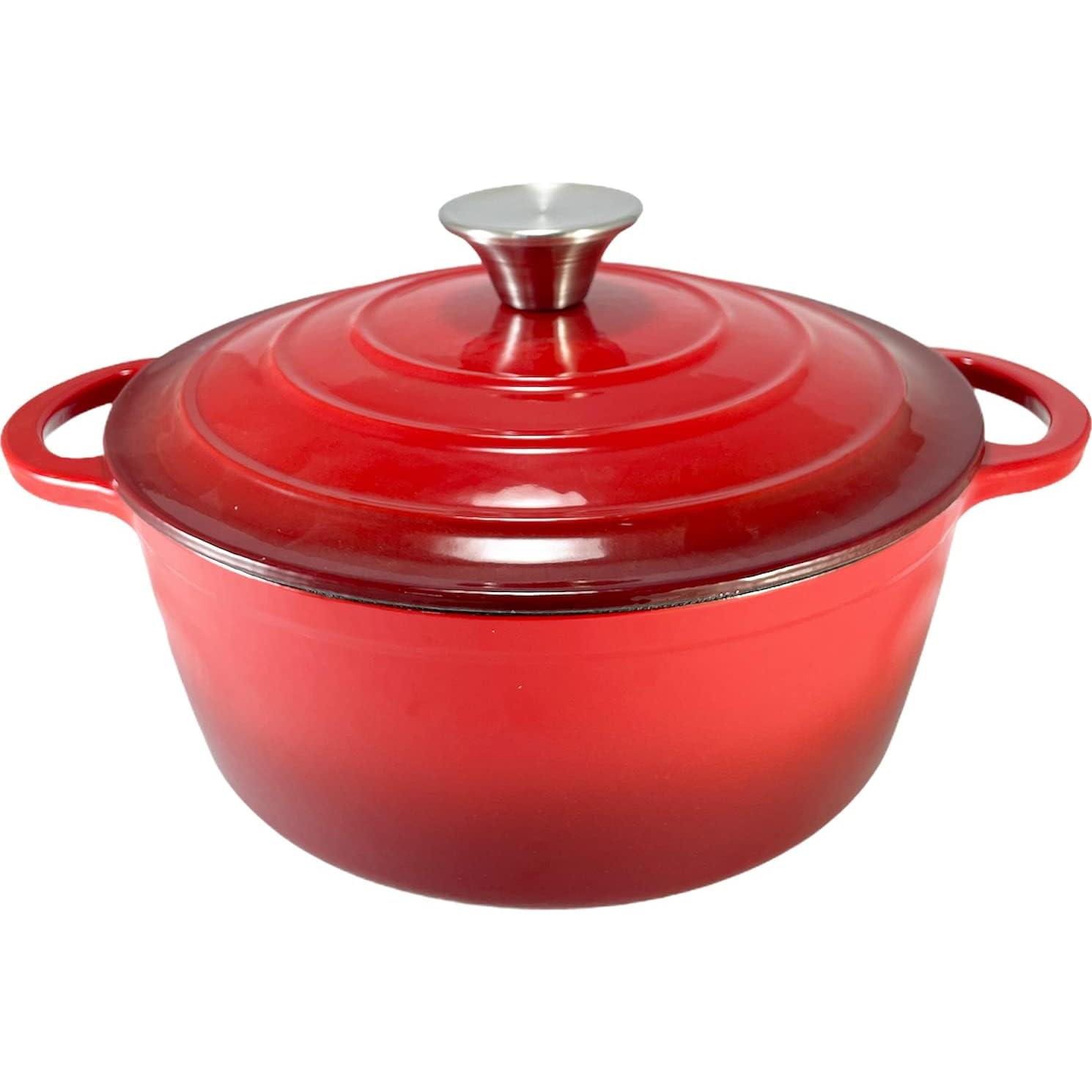 OLLA CACEROLA HIERRO FUNDIDO CON TAPA COCOTTE ROJO, ESMALTE INTERIOR (26 CMS) - SWISS LINE