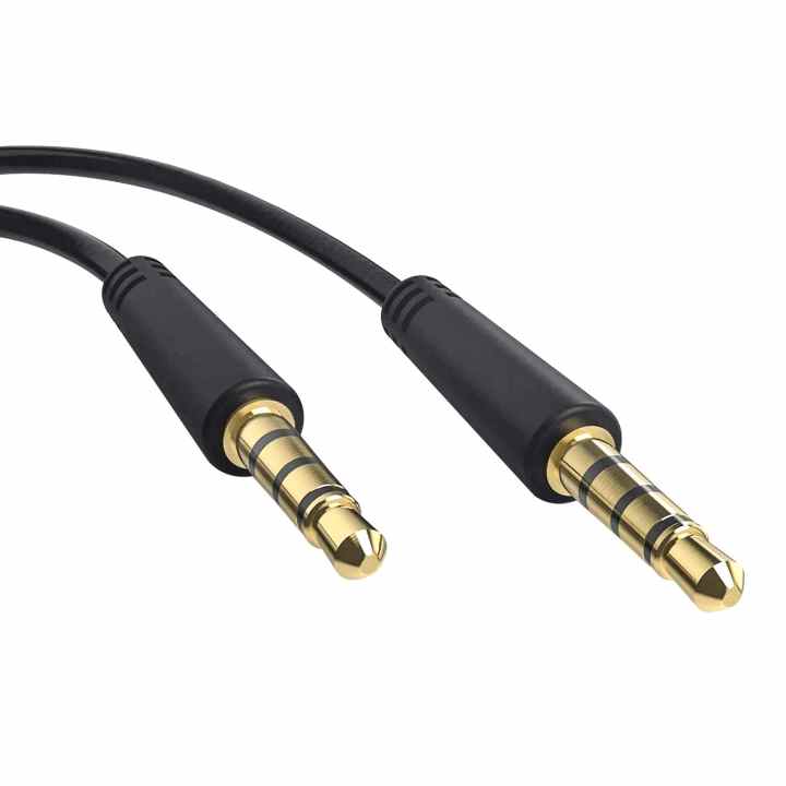 Cable alargador Jack 3.5 mm acodado dorado 1 M Negro