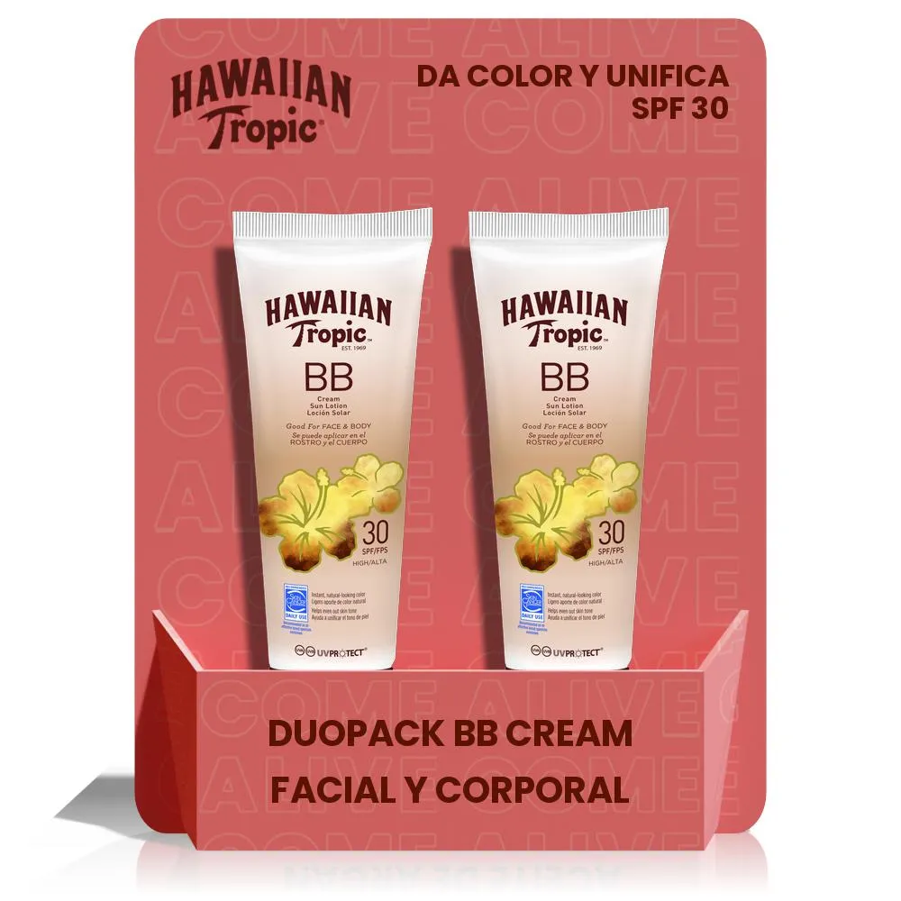 HAWAIIAN TROPIC-Duopack BB Cream SPF30 - Crema hidratante corporal con color en formato Crema 150 ml - 2 unidades - 1