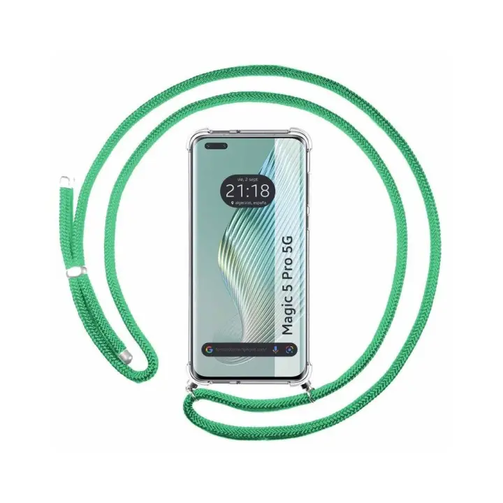 Huawei Honor Magic 5 Lite 5G Funda Colgante transparente con cordón color  Verde Agua