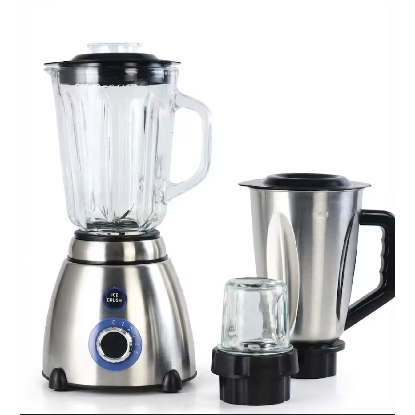 3 EN 1 - SWISSLINE - BATIDORA - MEZCLADORA DE ALIMENTOS - MOLINILLO DE CAFE O ESPECIAS - CRISTAL - ACERO INOX - CAPACIDAD 1.5L - MULTIPROCESADORA