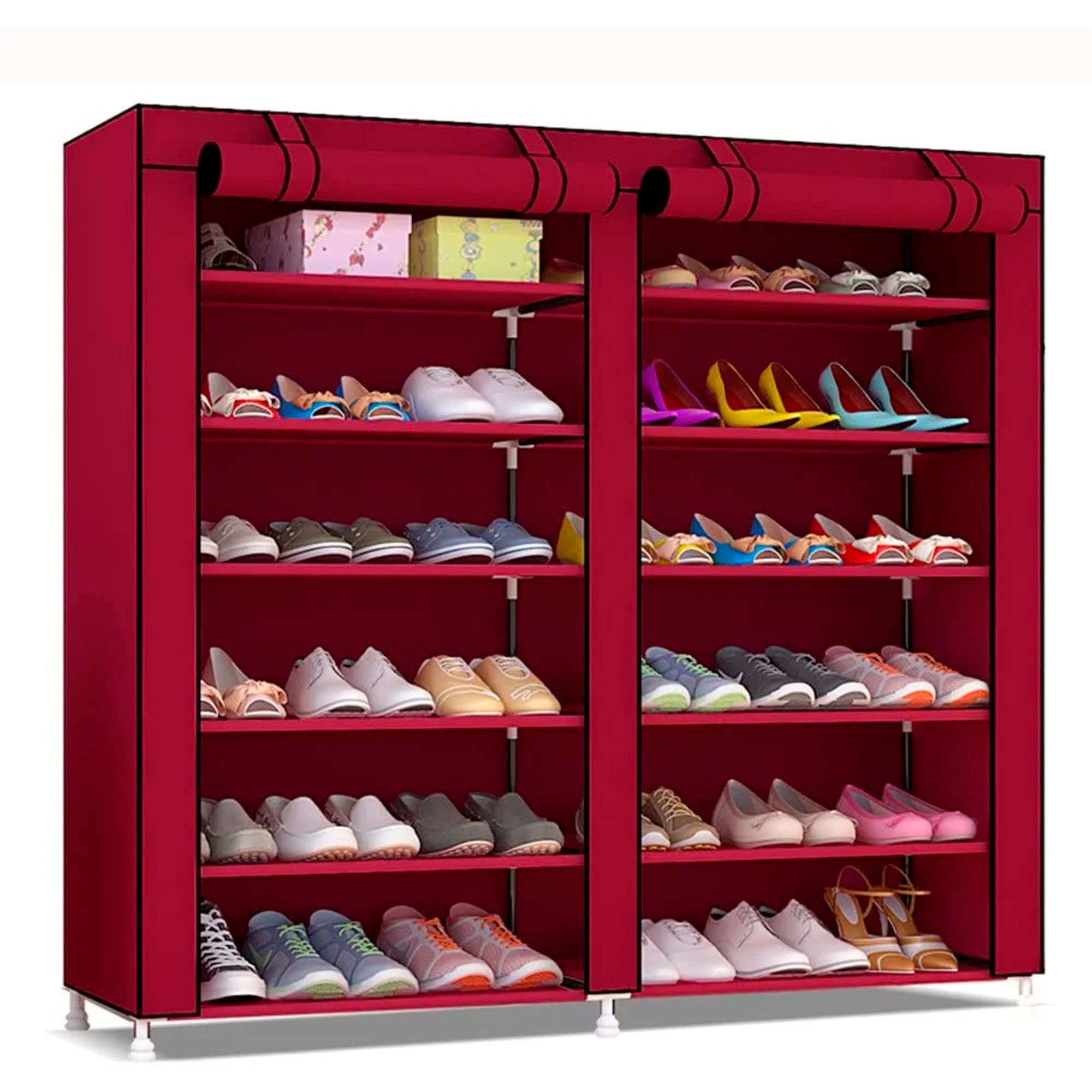 Armario Zapatero Tela con Puertas Cremallera 110x120x30cm Miravia