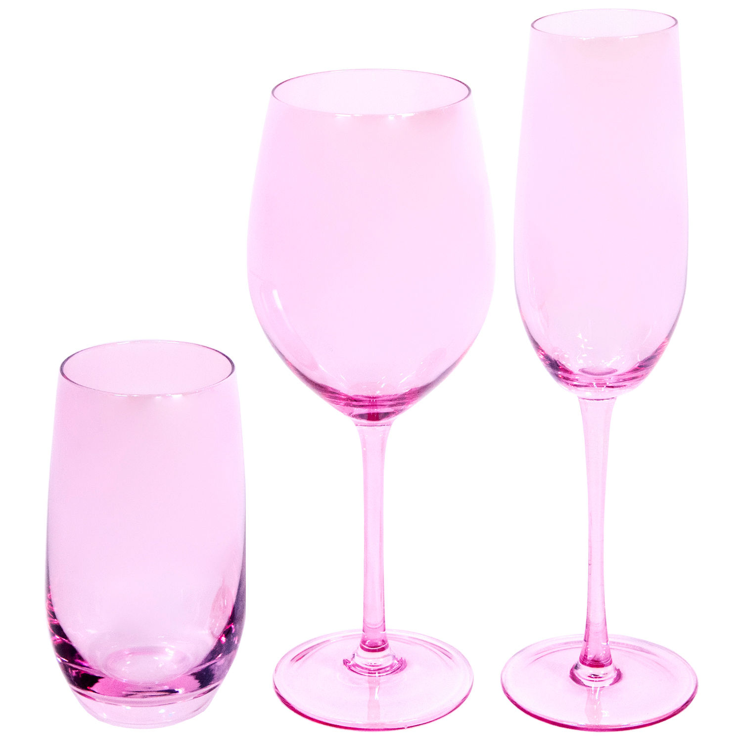 Juego de Copas de Cristal en Color Rosa Compuesto por Copa de Cava ...