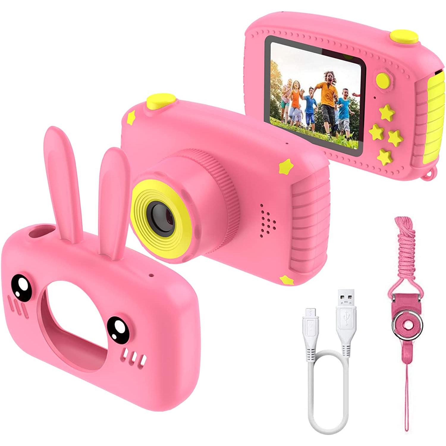 Cámara infantil para niñas de 3 a 9 años, cámaras con juguete flash,  regalos para cumpleaños, cámara digital de video selfie con calcomanías de