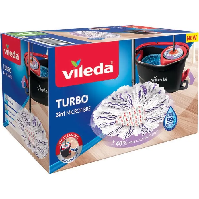 VILEDA Easy Wring & Clean Turbo set de limpieza con fregona completa + cubo  con escurridor