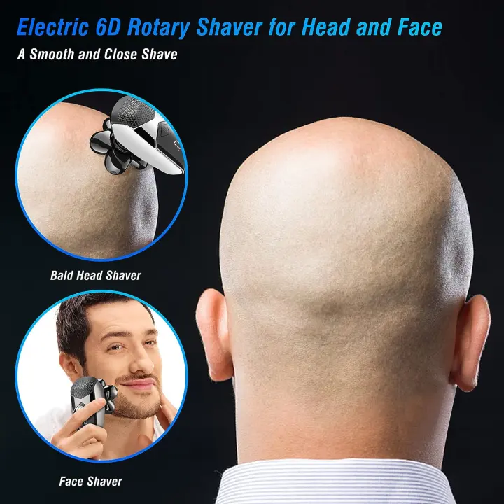 Afeitadora de cabeza para hombre, maquinilla de afeitar eléctrica 6D,  flotante, 5 en 1, afeitadora húmeda y seca, impermeable, con pantalla LED