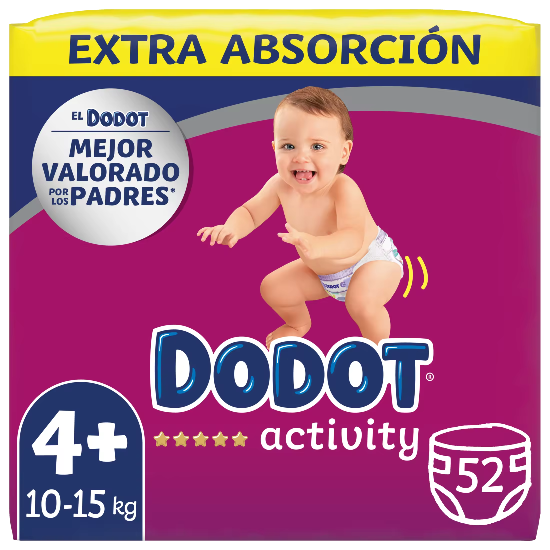 Dodot Activity Extra Pañales Bebé, Tallas  3 ,4,5,6-Pack mensual 44 a 60 pañales