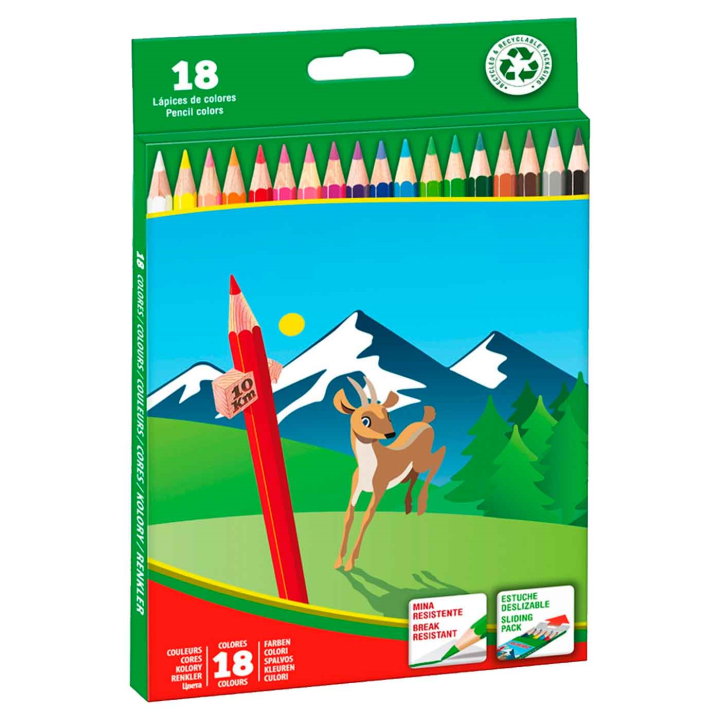 Tradineur - Caja de 12 lápices de colores para niños, material escolar,  colores vivos surtidos, ideal para colorear y dibujar