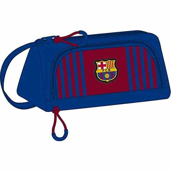 Trousse Scolaire Triple F.C. Barcelone Pour Fille - 3 Compartiments Zippés, 22x12x3 Cm - 6
