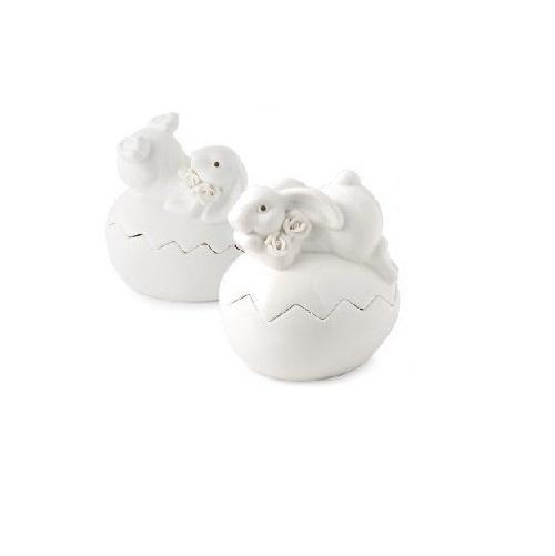 Uovo Di Porcellana Appendiabiti - Biscuit Bianco Con Rilievo 8 Cm