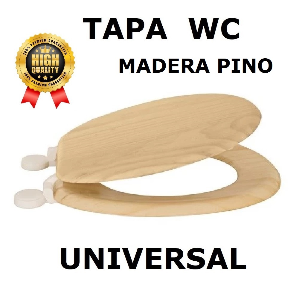 Tapa Wc Universal Con Bisagras De Acero Inox De Madera 43,5x37,5