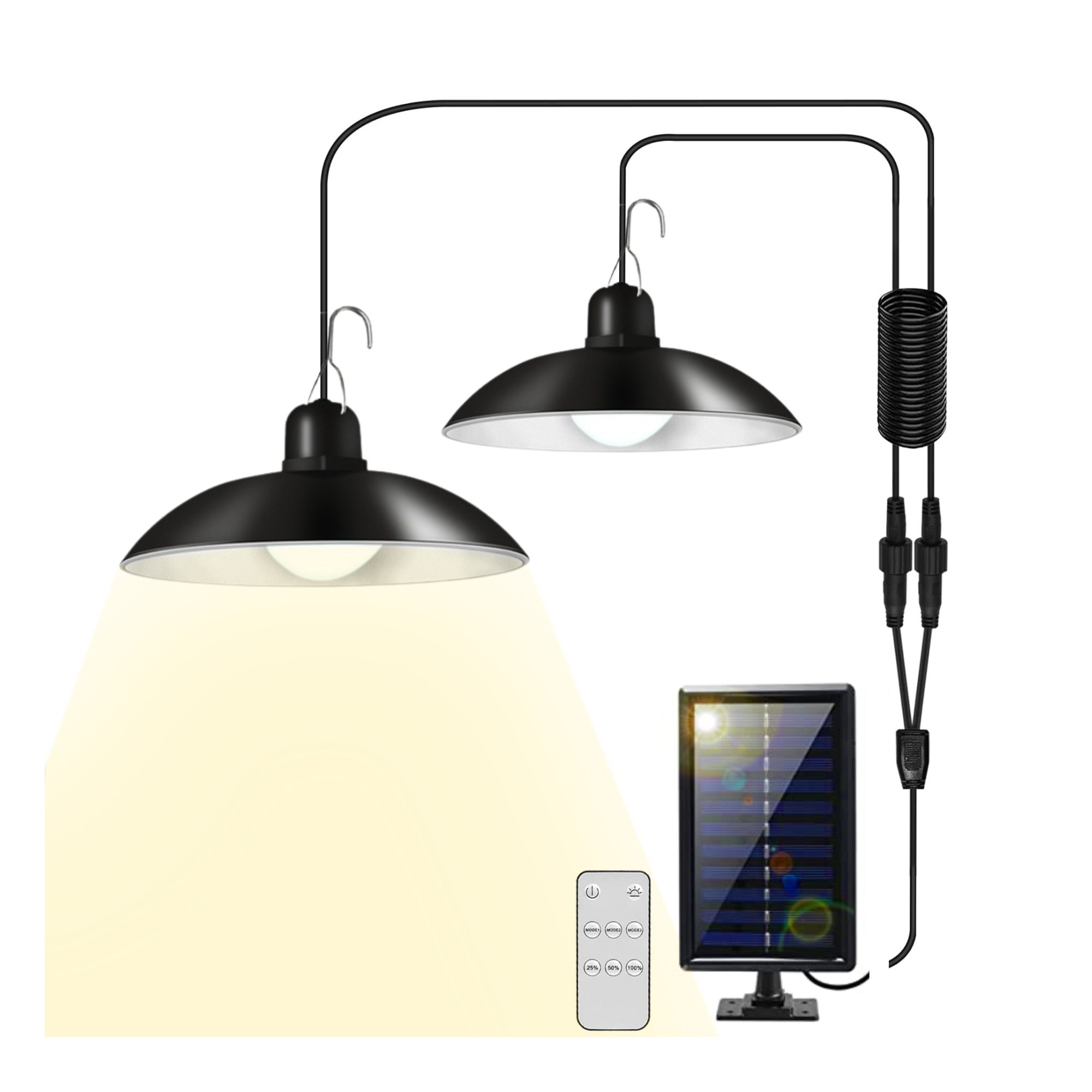 2 Lámparas Colgantes Solares Exteriores con Panel Solar. Luces 30LED