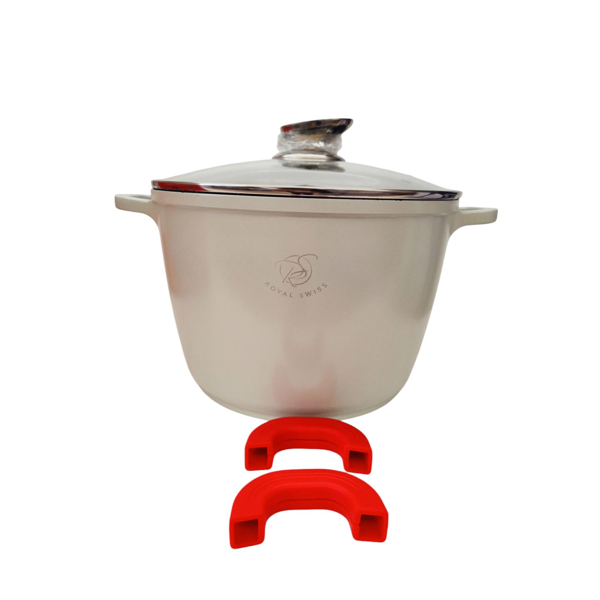 Olla profunda Revestimiento antiadherente Asas de silicona 24cm – 6.2 L / Aluminio Fundido con Tapa de vidrio