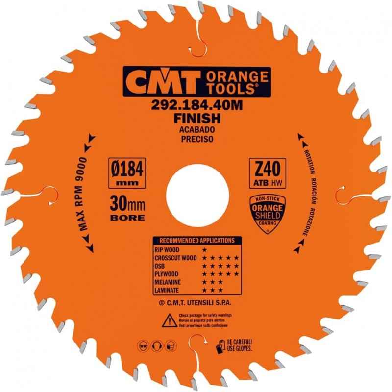 CMT ORANGE TOOLS Querschnittsägeblatt – Für Handkreissägen, 184x2,6x30 Mm, Z=40, 15° Wechselzahn
