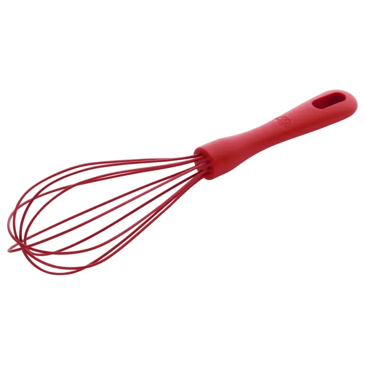 Batidor Manual 29cm en Acero Inoxidable Mango de Plastico Rojo