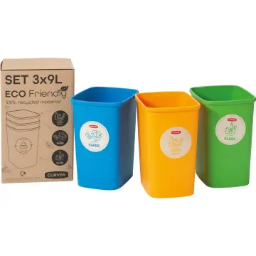 Cubo de reciclaje ecológico 32 litros de 3 compartimentos (2 de 8