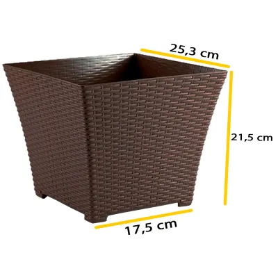 Acan Tradineur - Confezione da 4 vasi rotondi in plastica per piante e fiori mediterranei con fori inferiori. Vaso per fiori per esterni e interni della casa, colore marrone, 40 cm