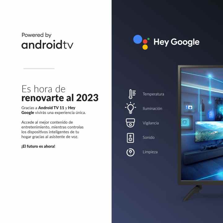 Smart TV 24 pulgadas HD Hey Google Official Assistant con control por voz.  Televisor Android 11 - TD Systems K24DLX17GLE